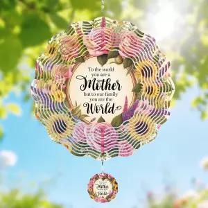 엄마를 위한 릴레테즈 마더 윈드 스피너 야외 선물 12 스테인리스 스틸 걸이 장식 중앙 명판이 달린 링