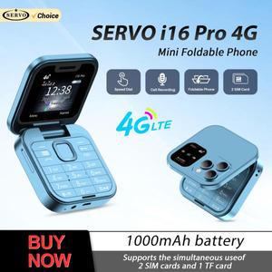 SERVO i16 Pro  플립 휴대폰 4G LTE 통화 녹음 스피드 다이얼 후면 카메라  플레이어 FM 듀얼 SIM 폴드형