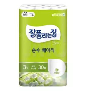 잘풀리는집 순수베이직 3겹 화장지 27m 30롤 1팩