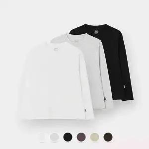 [국내정품] [지오다노주니어] 03025915 베이직 긴팔 티셔츠 3팩 여름필수 데일리룩