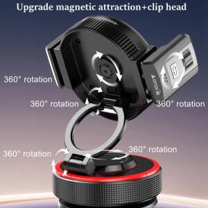 메카 2-in-1  마그네틱 자석 클립형 휴대폰 거치대 진공 흡착 컵 접이식  차량용 호환 브래킷 범용 호환 홀