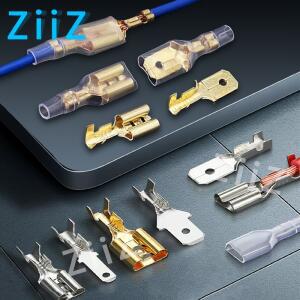 100Pcs 압착 단자 전선 커넥터 세트 2.84.86.3mm 여성 및 남성 황동 골드실버 자동차 스피커 ZiiZ