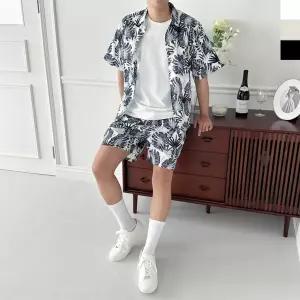 남자 휴가룩 바캉스 리조트 시원한 반팔 셔츠 반바지 세트