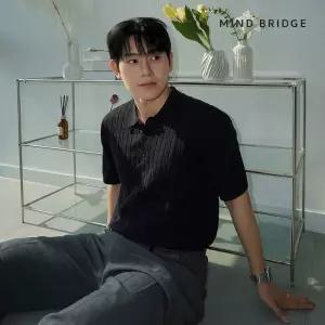 린넨라이크케이블카라세미오버핏반팔니트 MZKT31A1