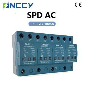 ONCCY 4P 서지 보호기 100KA  피뢰기 T1+T2  220V 275V - 440V  배전 캐빈  Din 레일 설치