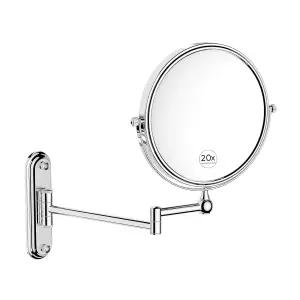 욕실용 20배 배율의 구룬 8인치 벽걸이 메이크업 미러 - 360 회전 및 확장 팔 크롬 양면 욕실 스킨케어