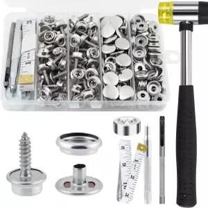 캔버스 스냅 키트 186PCS 버튼 헤비 듀티 패스너 도구 세트 스테인리스 스틸 보트 커버 DIY 수리 카펫
