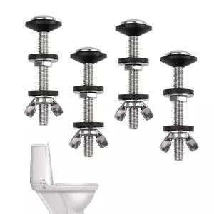 4PCS - 범용 변기 볼트 교체 키트 누수 방지 고무 개스킷이 있는 헤비 듀티 304 스테인리스 스틸 안전한