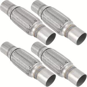ZEONAK 4 팩 2 x 6 인치 스테인리스 스틸 헤비 듀티 배기 플렉스 파이프 더블 브레이드 튜브 전체 길이 10