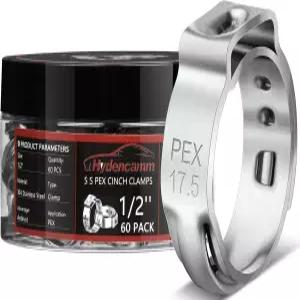 60팩 1/2인치 PEX 신치 클램프 프리미엄 304 스테인리스 스틸 크림프 링 하이덴캄(1/2 x60)의 튜브 파이프