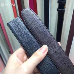 남성용 3.0cm 탑 그레인 소가죽 벨트 스트랩 버클 없음 페라가모 8자형 적합 교체 가능