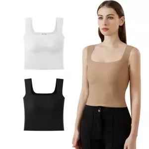 심리스 스퀘어 캡내장 나시 캡내장 스퀘어 민소매 탑 골지 나시 심리스 넥 런닝