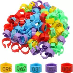 파인 앤 린넨 100pcs 16mm 컬러풀 닭다리 밴드 노치 링 디자인 닭 발목 태그에 번호가 매겨진 가금 다리