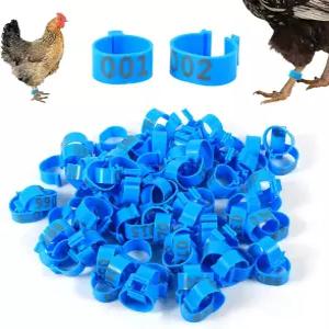 100PCS 닭다리 밴드 001-100 번호가 매겨진 알록달록한 닭새 가금류 식별 다리 비둘기 오리 메추라기 구스