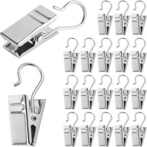 커튼 트랙 클립 20개 클램프 슬라이딩 걸이용 스테인리스 스틸 핀치