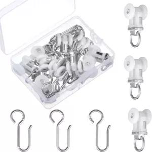 Zonon 150개 커튼 트랙 롤러 및 후크 키트 듀얼 휠 캐리어 천장 마운트 글라이더 스테인리스 스틸 장착