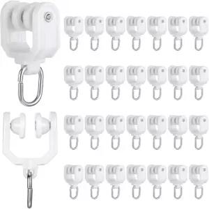 30 PCS 커튼 트랙 후크 글라이더 롤러 천장 슬라이딩 화이트 플라스틱 레일 드레이퍼 창문 샤워 포함