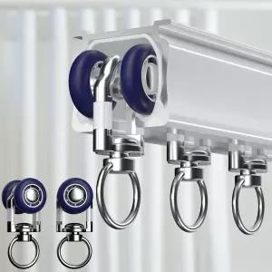 천장 커튼 트랙 대형 벽 마운트 장착 로드 시스템 롤러 후크 슬라이딩 레일 세트 흰색 1-3피트