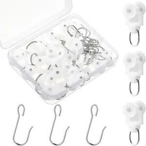 Marsui 20 커튼용 스테인리스 후크가 있는 천장 트랙용 롤러 듀얼 휠 캐리어 드레이프 룸 칸막이 설정