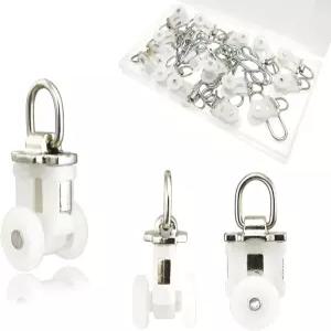 TSBSHum 20 팩 천장 롤러 바퀴가 달린 슬라이딩 커튼 글라이더 및 방 분할기 트랙에 이상적입니다