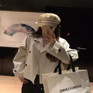 피로달 여사친 가을 트렌치 코트 헨리넥 톱 쇼트 HO3