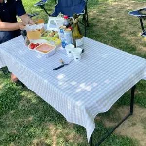 테이블보 체크 4인용 방수 pvc 방수 테이블보 브라운 PVC 방수