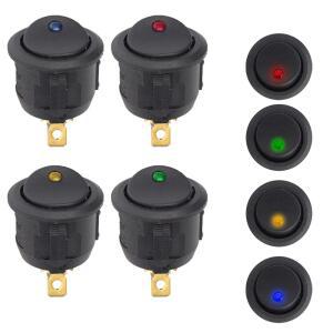 호환 5 조각 자동차 푸시 버튼 스위치 12V ON/OFF 발광 토글 스위치 라운드 로커 도트 스위치 LED 라이트 방수