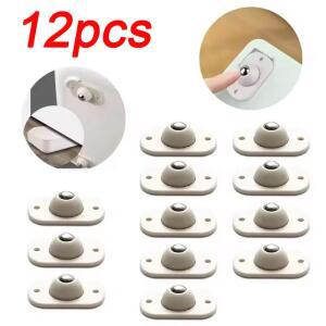 호환 가구 용 12Pcs 바퀴 스테인레스 스틸 롤러 자체 접착 캐스터 홈 360도 부하 베어링 회전 범용