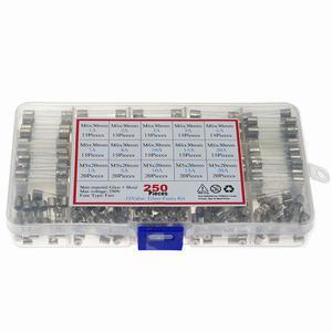 호환 유리 퓨즈 세트 키트, 모듬 키트, 빠른 블로우 유리 튜브, 빠른 블로우 유리 퓨즈, 1-20A, 250v, 5x20mm, 6x30mm, 박스 당 250