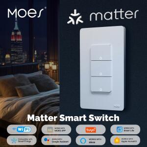 호환 MOES Matter WiFi 스마트 라이트 스위치, 앱 제어 중성선 및 접지 필요, Alexa Google Home과 호환 가능