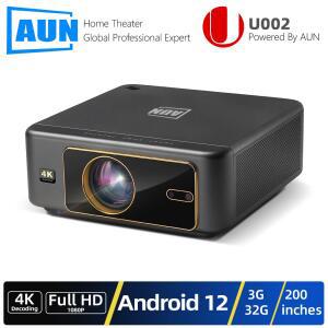 빔프로젝터 AUN U002 안드로이드 영화 4K 미니 시어터 시네마 스마트 자동 1080P 3D 전화 LED HD 초점 VIDEOPROJECTOR