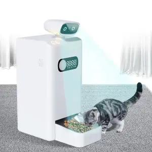스마트 자동 고양이강아지 사료 급식기 4K 카메라 스테인리스 스틸 그릇 및 AI 건강 진단 감지 기능 탑재