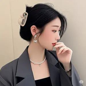 [하프클럽/]헤어삔 하트모양 올림머리 반머리 헤어핀 집게핀