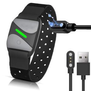 COOSPO HW807 심박수 암밴드 충전기와 호환되며, 2핀 자기 USB 교체 충전도 모니터 HW706 / HW702 (2팩-블랙+블랙)와 호환됩니다