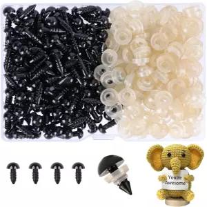 XKDOUS 6mm 안전 눈 뜨개질용 280개 아미구루미용 뜨개질 DIY 공예용 인형