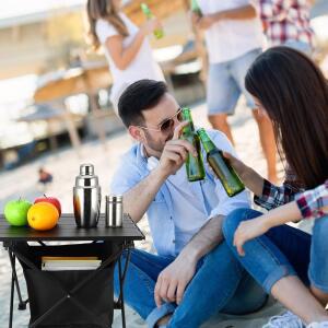 타투오 2팩 경량 알루미늄 바비큐 접이식 야외 포함 컴팩트 휴대용 텐트 모래 피크닉 테이블 소형 캠핑 해변 여행용 사이드 가방 수납 비치 하이킹 낚시 테이블