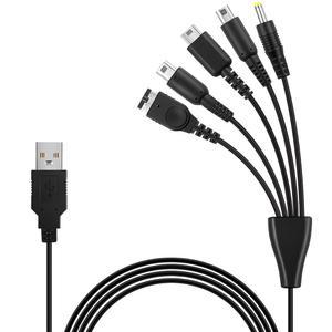 Wii U / Nintendo DS Lite 2DS 3DS Gameboy Advance SP PSP용 5-in-1 USB 충전 케이블 연결 | 모든 XL LL 모델과 호환 멀티 디바이스 고속 코드(3.9FT)