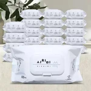 물티슈 100매 20팩 휴대용 캡형티슈 화장실 대용량