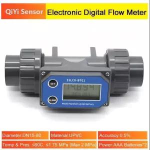 호환  DN15 DN20 DN25 DN32 배터리 구동 디지털 파이프라인 유량계 24V PVC 터빈 유량계 액체 측정용 센서