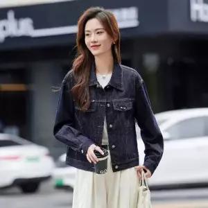여친 춘추 캐주얼 빈티지 청 재킷 슬림핏 코트 상의 쇼트 OP3