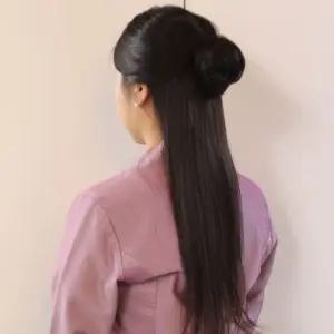 머리끈 똥머리 가발 자연갈색 올림머리 똥머리가발 만두머리 올림머리가발 가채