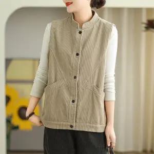 피로달 여사친 캐주얼 가을 조끼 코듀로이 베스트 민소매 와이드 아우터 HO3