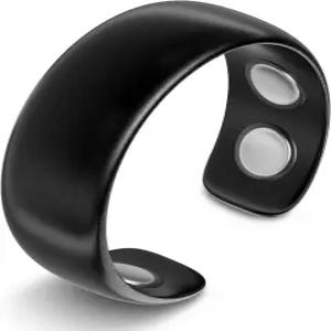 MagnetRX 마그네틱 링 우아한 스테인리스 스틸 남성용 블랙 사이즈 6