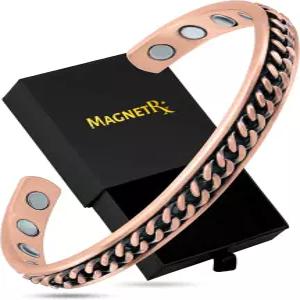 MagnetRX 구리 자석 팔찌 남녀 공용 효과적인 순수 커프 조절식 뱅글 커브 체인 인레이