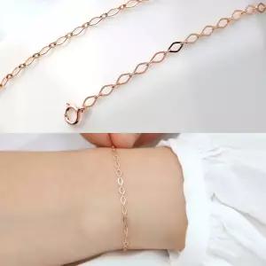 14K 마름모 체인 레이어드 로즈골드 금 팔찌
