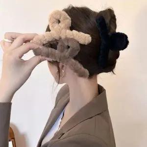 밍크 털 쪼임 올림머리 헤어집게핀 LM-0557