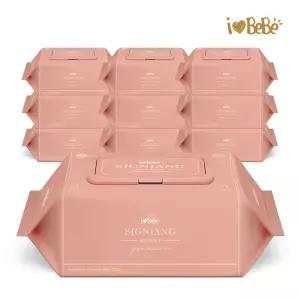 아이러브베베 시그니앙75 선셋 77매 10팩 캡형 75g 고평량 엠보 아기물티슈