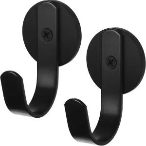 마그네틱 화환 걸이 냉장고 금속 현관문용 고무 코팅이 된 검은색 2개