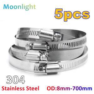 5pcs 8mm-700mm 파이프 클램프 헤비 듀티 스테인레스 스틸 호스 클립 자동차  웜 드라이브 내구성