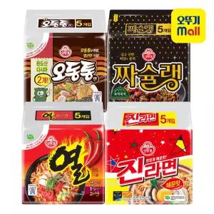 [본사직영] 오뚜기 진라면 매운맛+짜슐랭+오동통면+열라면 각 5개